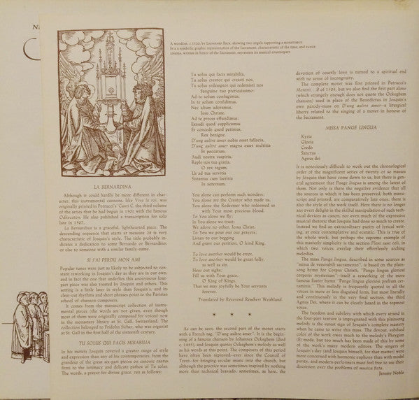Josquin Des Préz*, New York Pro Musica : Missa Pange Lingua / Motets & Instrumental Pieces (LP, Album, RP, Gat)