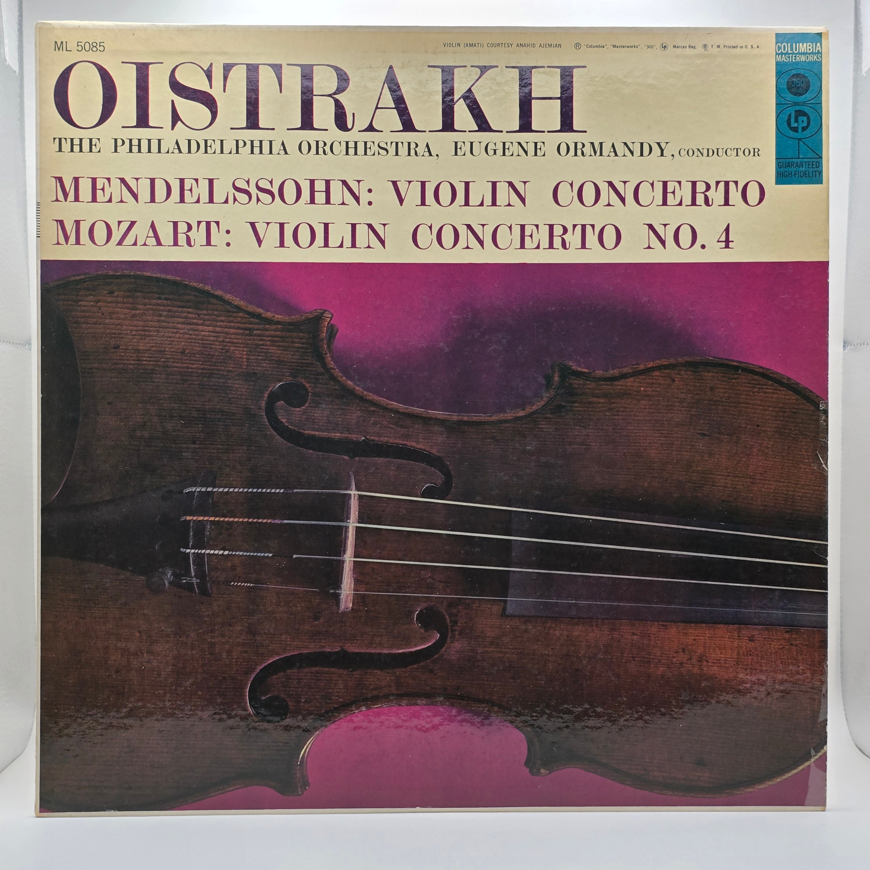 Oistrakh*, The Philadelphia Orchestra, Eugene Ormandy / Mendelssohn* / Mozart* - Violin Concerto / Violin Concerto No. 4 (LP) (Very Good Plus (VG+))