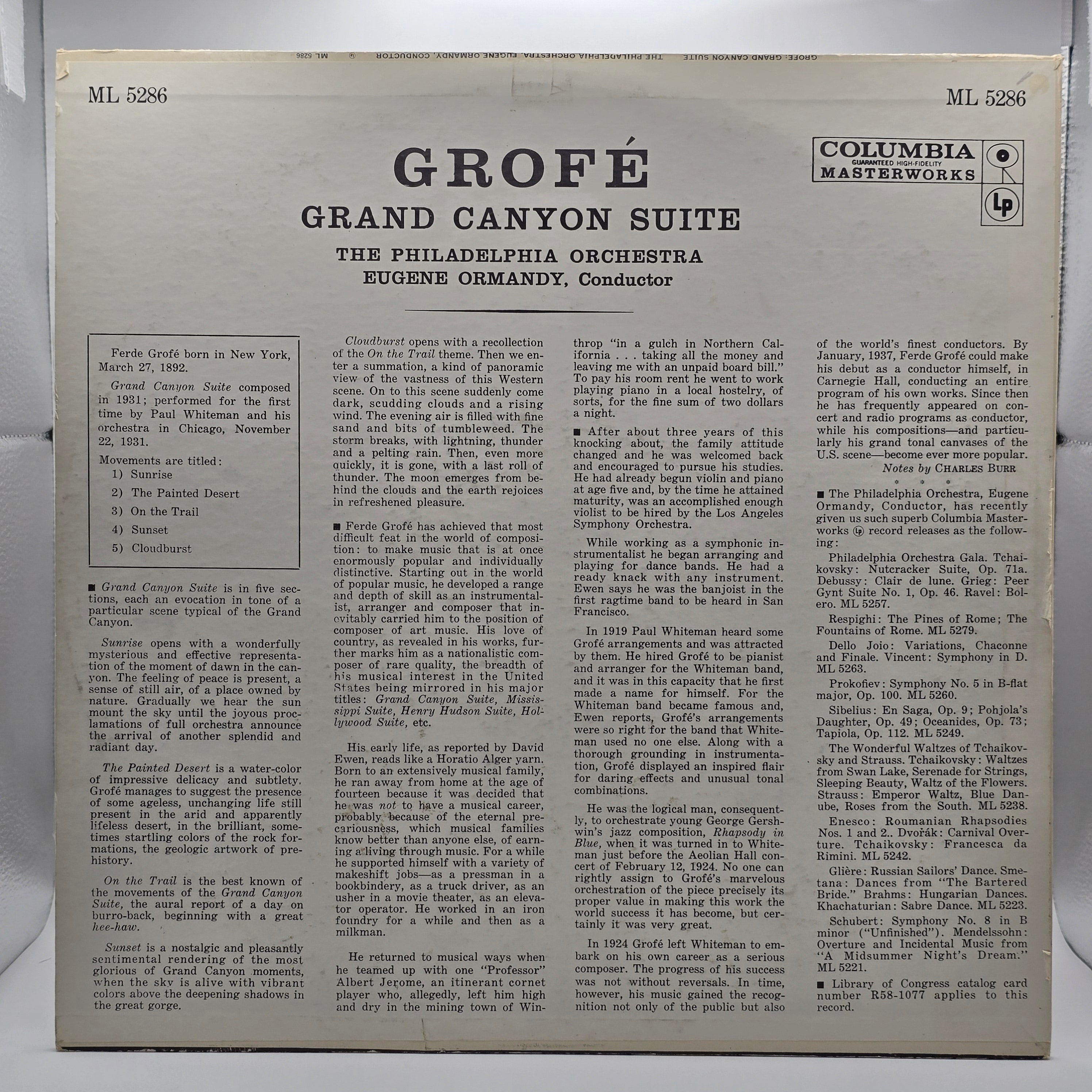 Ferde Grofé, Eugene Ormandy / The Philadelphia Orchestra - Grand Canyon Suite (LP) (Very Good Plus (VG+))