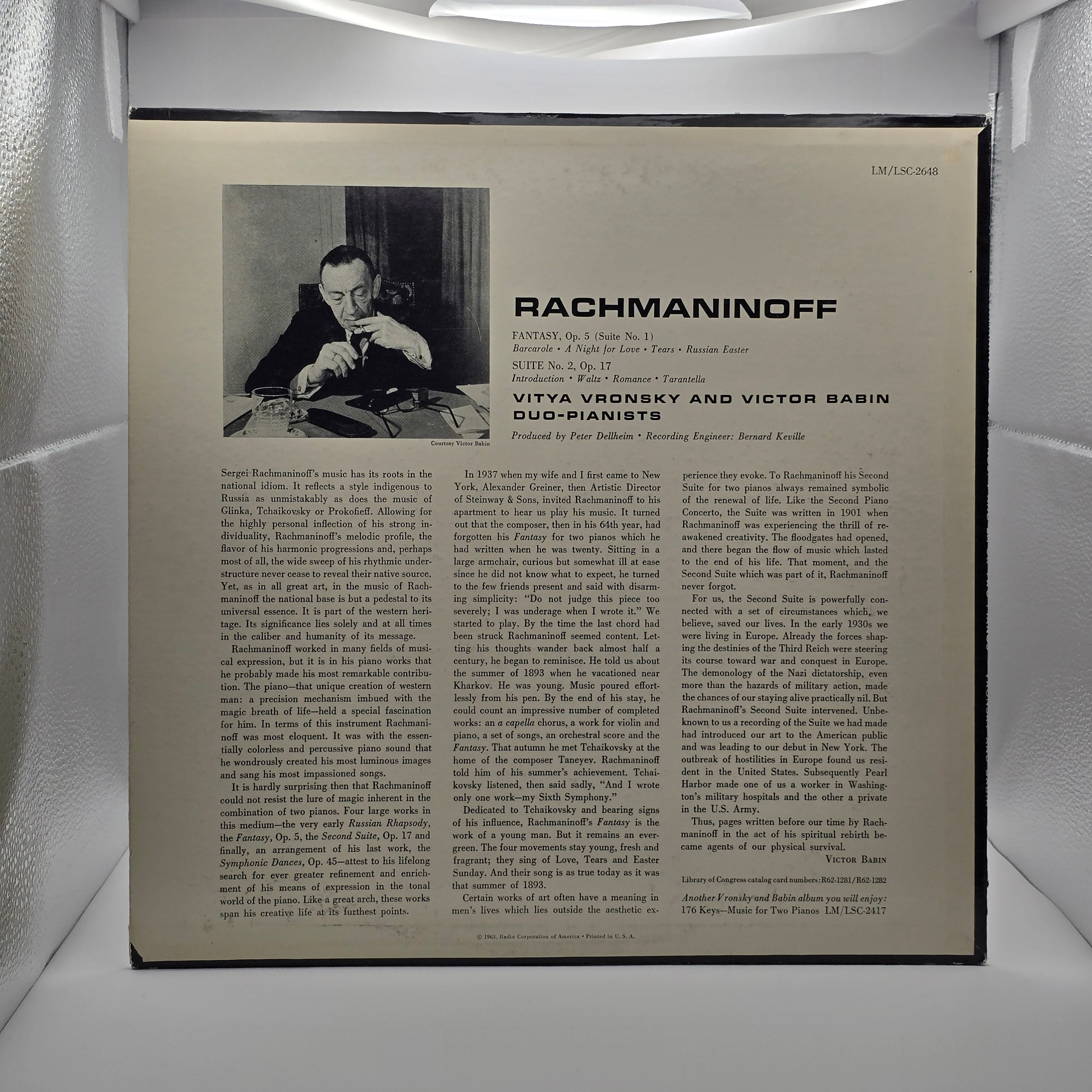 Rachmaninoff, Vronsky And Babin - Suites Nos. 1 And 2 For Two Pianos (LP) (Very Good (VG))