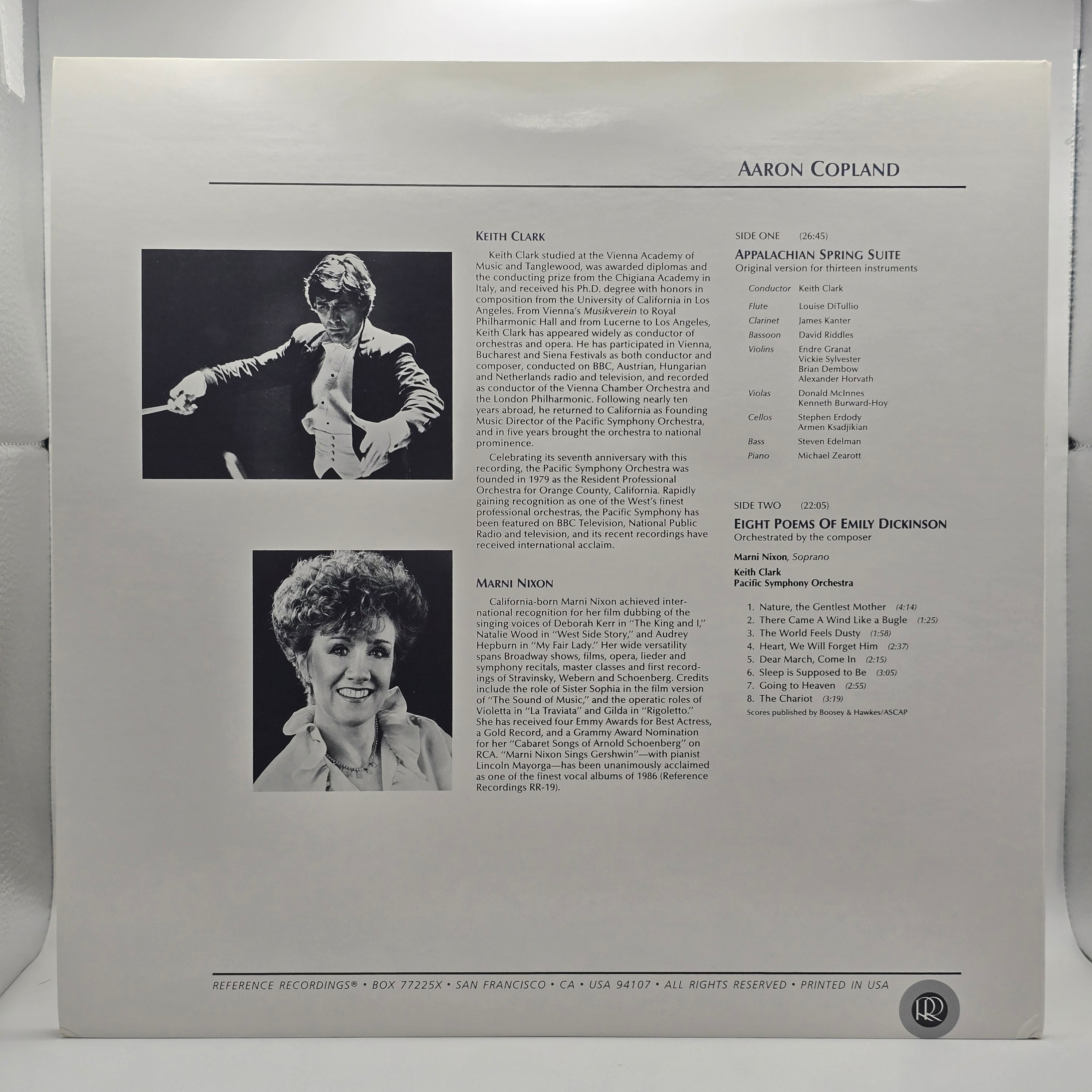 Aaron Copland, Emily Dickinson, Marni Nixon, Keith Clark , Pacific Symphony Orchestra - Appalachian Spring Suite / Eight Poems Of Emily Dickinson (LP) (Very Good Plus (VG+))
