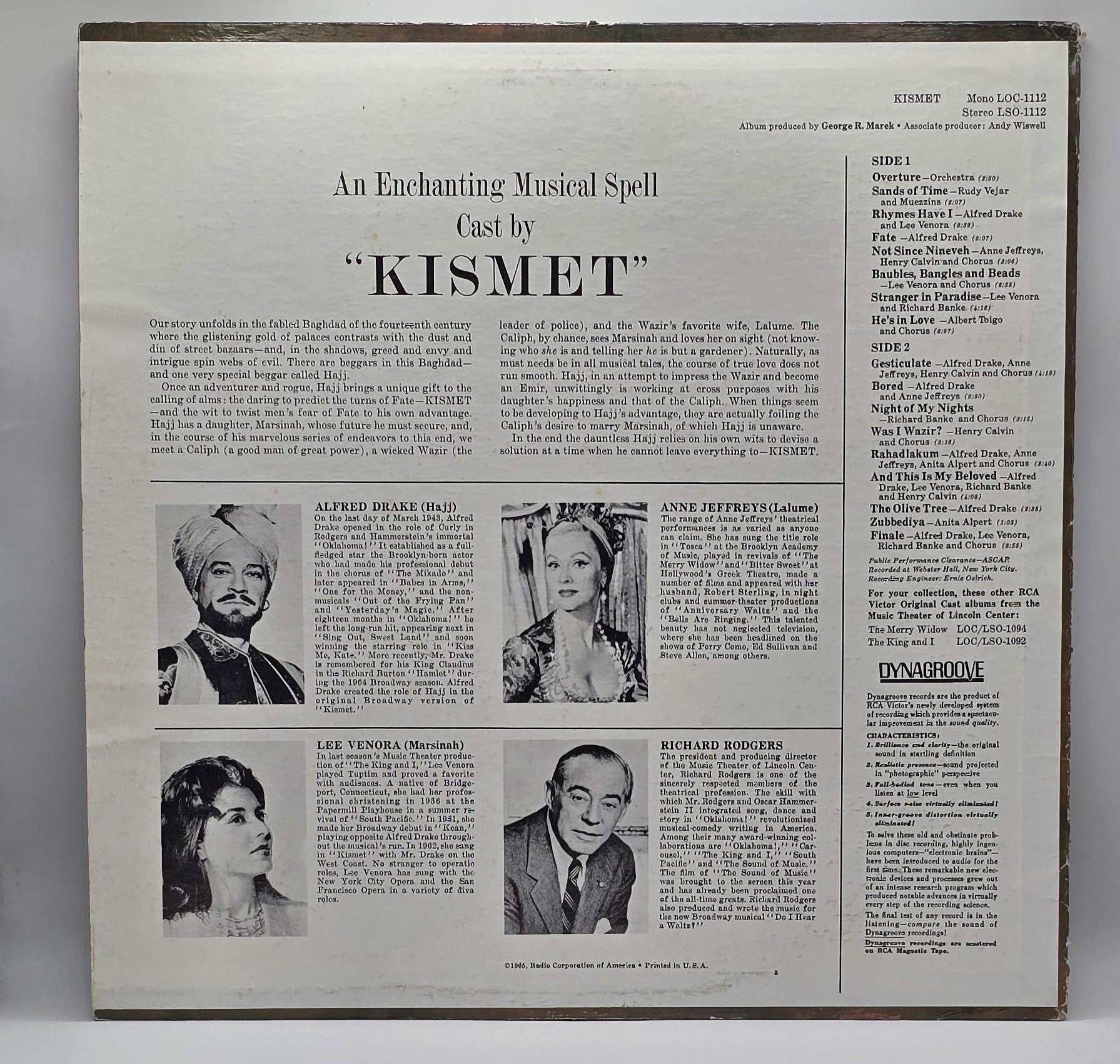 Alfred Drake, Richard Rodgers - Kismet Original Cast Music Theatre Of Lincoln Center (LP) (Very Good Plus (VG+))