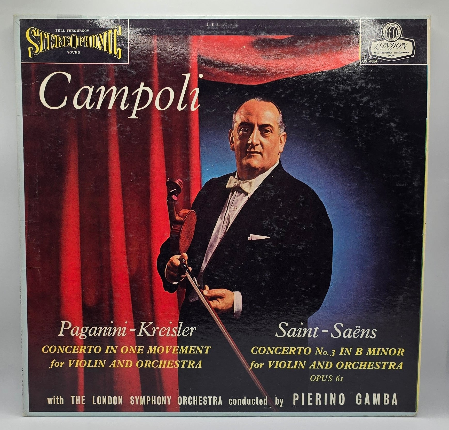 Alfredo Campoli, Niccolò Paganini - Fritz Kreisler / Camille Saint-Saëns, London Symphony Orchestra Conducted By Pierino Gamba - Concerto In One Movement For Violin And Orchestra / Concerto No. 3 In B Minor For Violin And Orchestra Opus 61 (LP) (Very Go