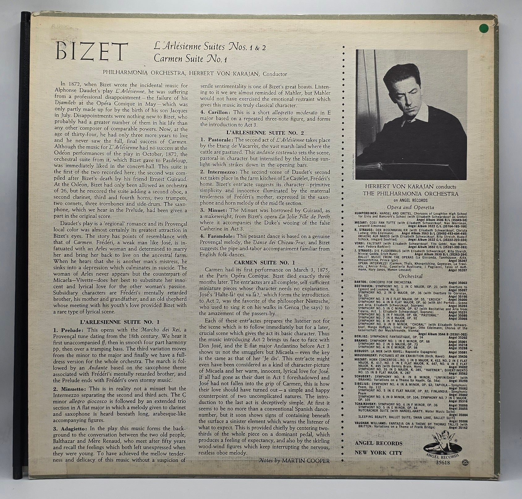 Bizet*, Herbert Von Karajan, Philharmonia Orchestra - L'Arlesienne Suite Nos. 1 & 2 / Carmen Suite No. 1 (LP) (Very Good Plus (VG+))