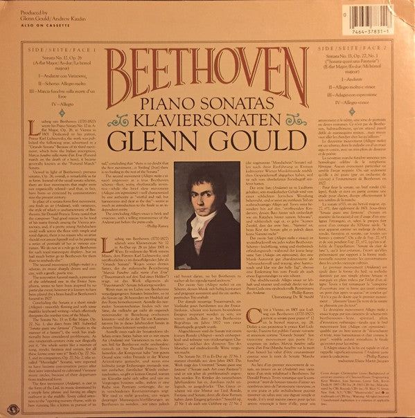 Ludwig van Beethoven - Glenn Gould : Sonatas No. 12, Op. 26 & No. 13, Op. 27, No. 1 (LP, Album, Car)