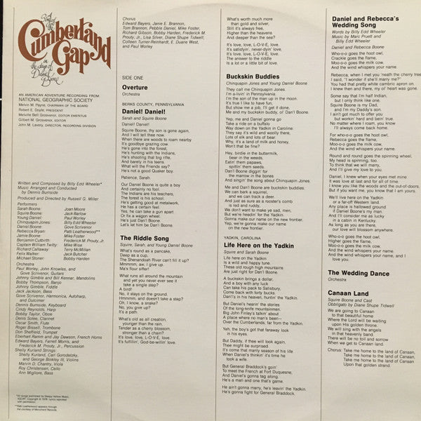 Various : A Song Of The Cumberland Gap In The Days Of Daniel Boone (LP, Album, Gat)