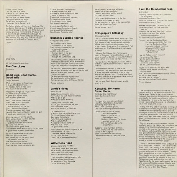 Various : A Song Of The Cumberland Gap In The Days Of Daniel Boone (LP, Album, Gat)